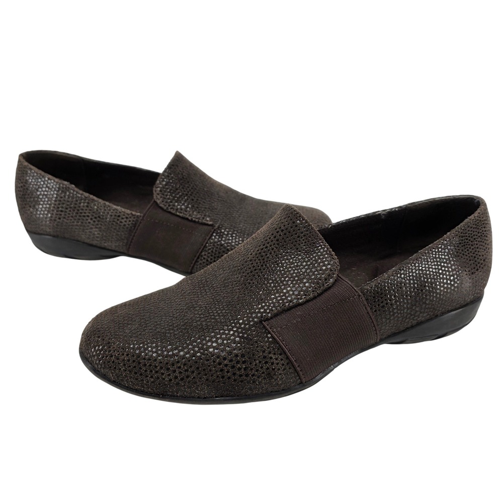 Ditto Van Eli Leather Loafers 7 M Brown Metallic Textured Slip On Comfort Shoes